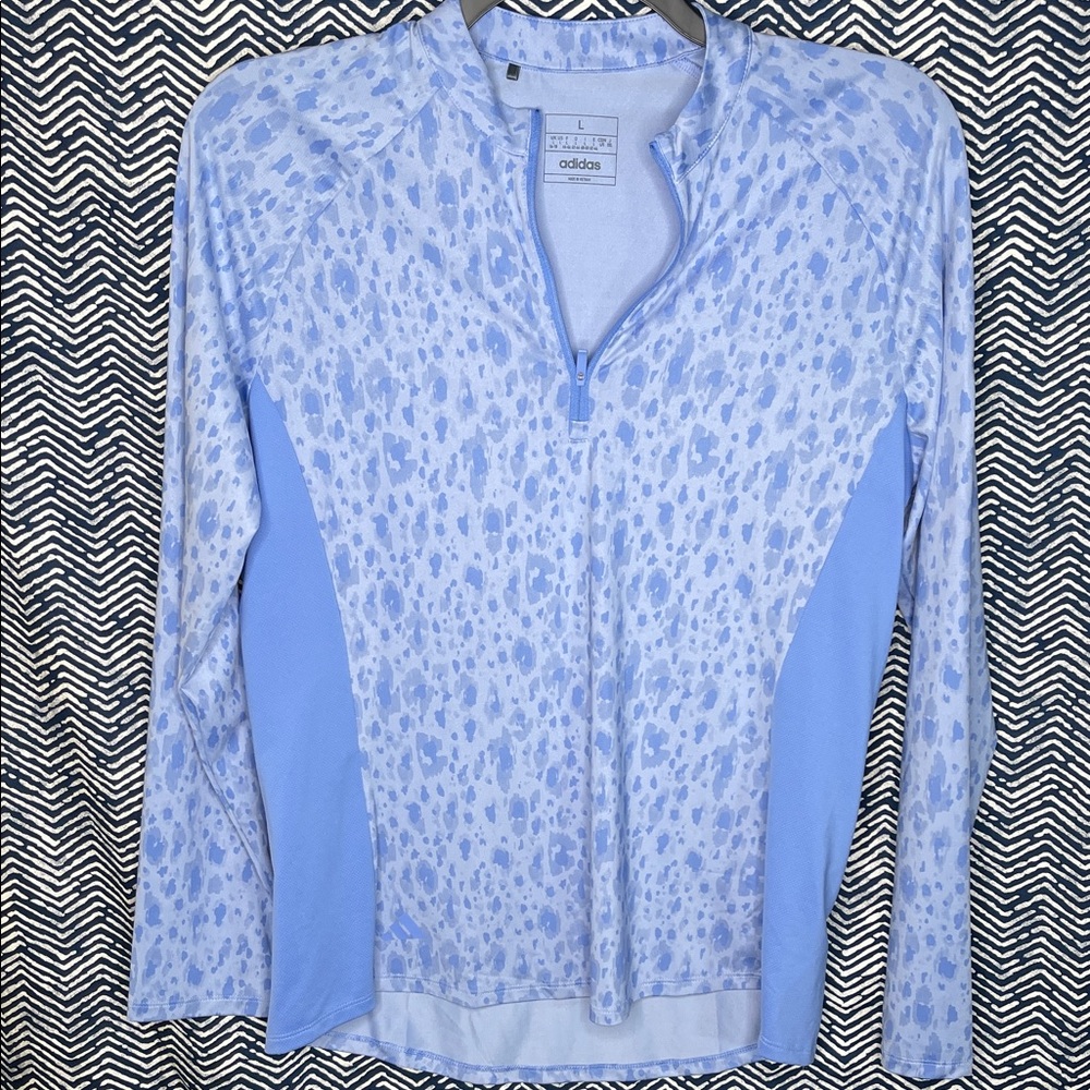Adidas Women's Light Blue Patterned Long Sleeve Tee